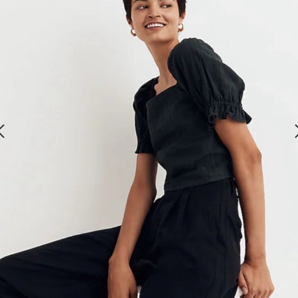Madewell Smocked Top with Puffed Sleeves